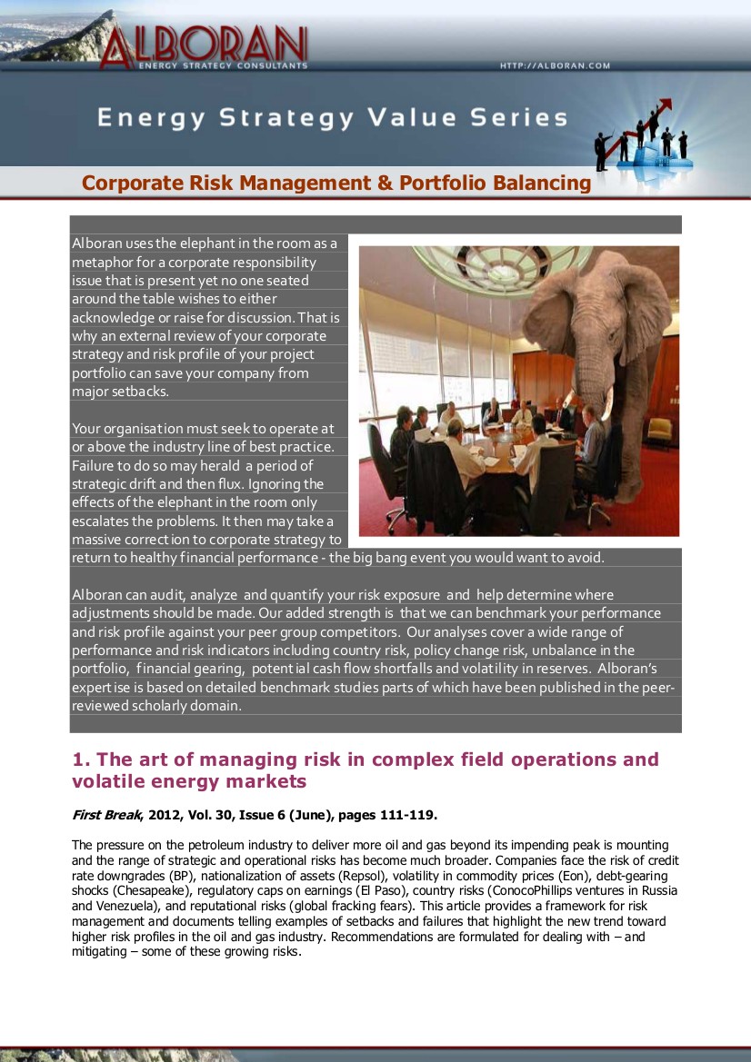 Corporate Risk Management & Portfolio Balancing