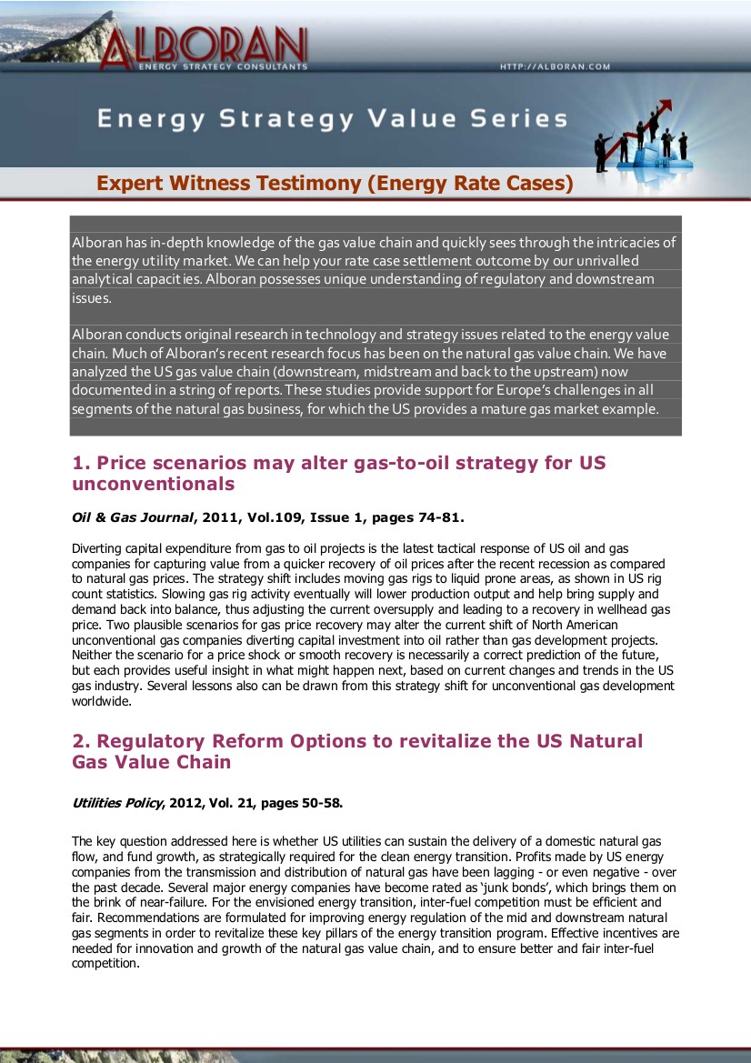 Expert Witness Testimony (Energy Rate Cases)